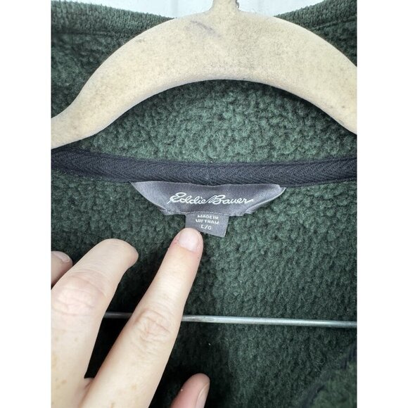 Eddie Bauer Pullover Men Large Green Quarter Zip Fleece Lined Gorpcore Outdoor - Picture 3 of 8